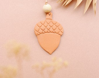 Acorn Essential Oil Car Diffuser, Terra-Cotta Hanging Car Charm, Aromatherapy Air Freshener, Fall Decor, Clay Car Diffuser,Boho Car Diffuser