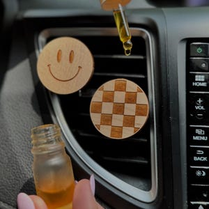 Smiley Face Air Vent Diffuser, Essential Oil Car Air Freshener, Smiley Face Car Diffuser, Wood Smiley Face Car Air Vent,Boho Car Accessories