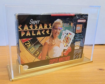 Super Nintendo Retail Box Acrylic Display Case Stand - SNES Box Collector's Shelf Mount Stand Game Protector UV Resistant