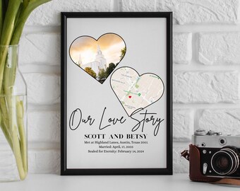 Personalized Our Love Story - First Date Memory, The Night We Met, Where We Met, Our Wedding, Custom Heart Map, Customized Map For Her/Him