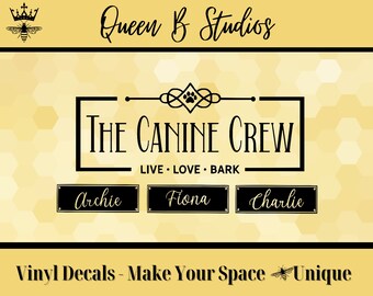 The Canine Crew -Personalized Dog Feeding Bowl Area Vinyl Decal