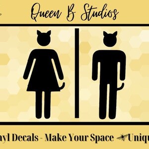 Cat Bathroom / Litter Box Vinyl Decal image 1