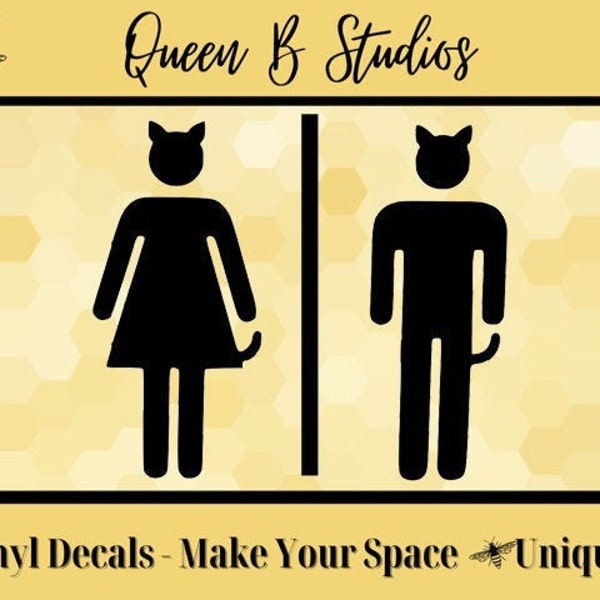 Cat Bathroom / Litter Box Vinyl Decal