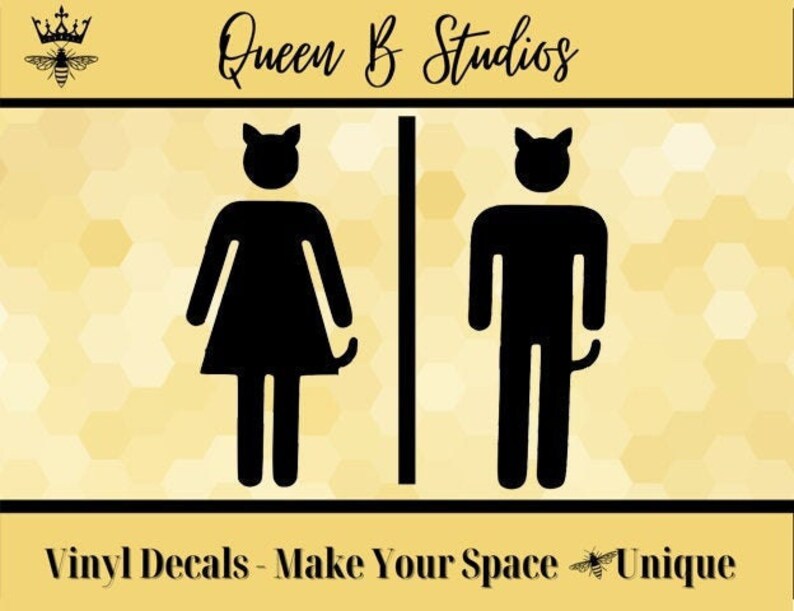 Cat Bathroom / Litter Box Vinyl Decal image 1