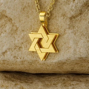 Gold Star of David Necklace from Israel - Jewish Necklace | Size B