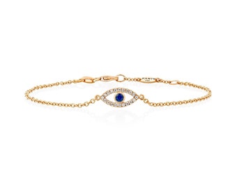 Evil Eye Bracelet in 18K Rose Gold with Sapphire and Diamonds - Yaniv Fine Jewelry