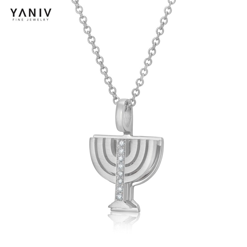 Menorah Necklace 18K Gold. Size A Etsy
