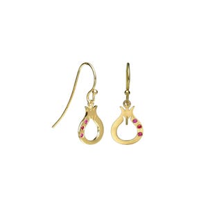 Granatapfel Ohrringe: Rubin und Goldschmuck (handgefertigt in Israel)