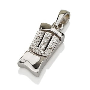 White Gold Mezuzah Necklace – Diamond Jewish Pendant – Handmade Unique Judaica Jewelry