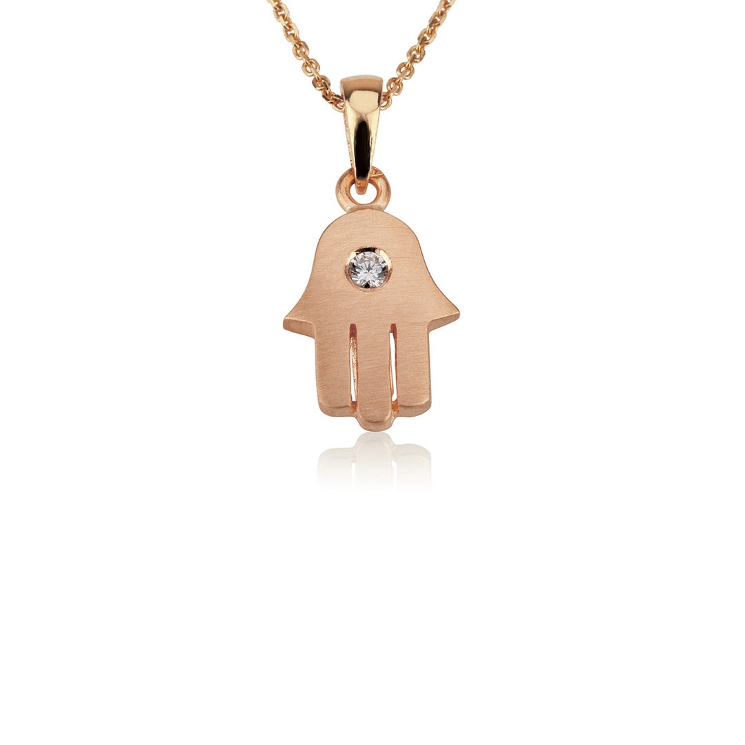 Rose Gold Hamsa Pendant Necklace With Diamond Yaniv Fine Jewelry Etsy