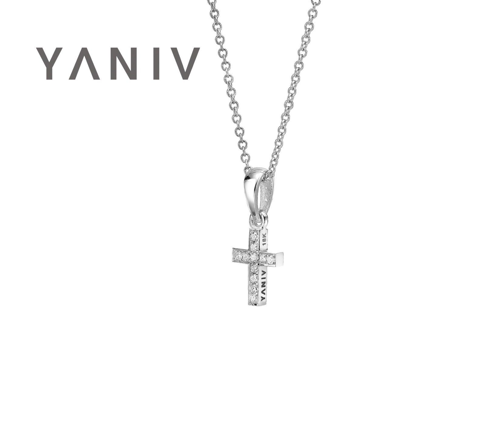 Diamond Tiny Cross Pendant 18K Gold. Etsy