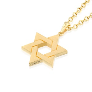 Large 18K Gold Star of David Necklace - Perfect Gift for Bar/Bat Mitzvah or Jewish Holidays | Size C