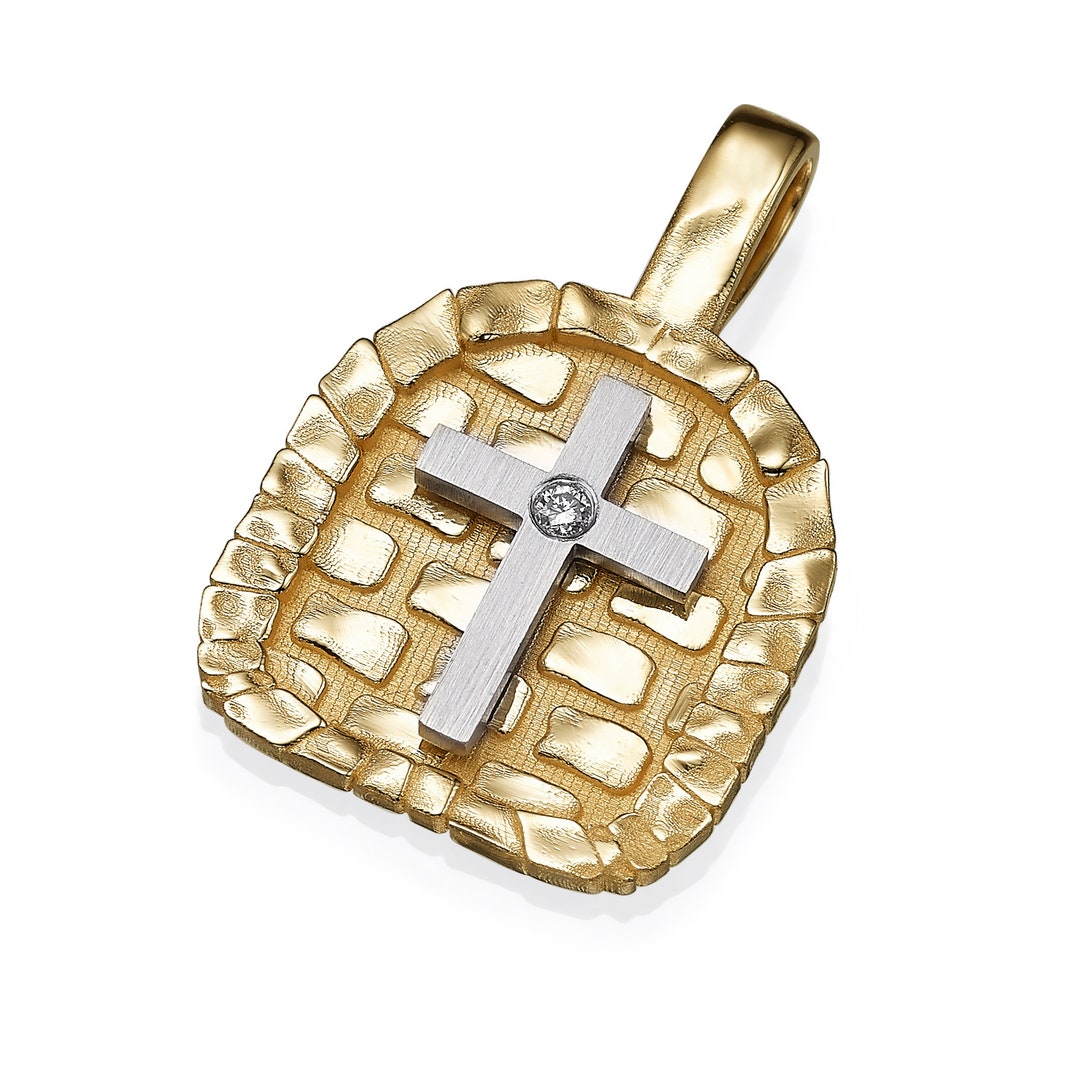 Stunning 18K Gold Twotone Cross Necklace Canaan Collection by Yaniv