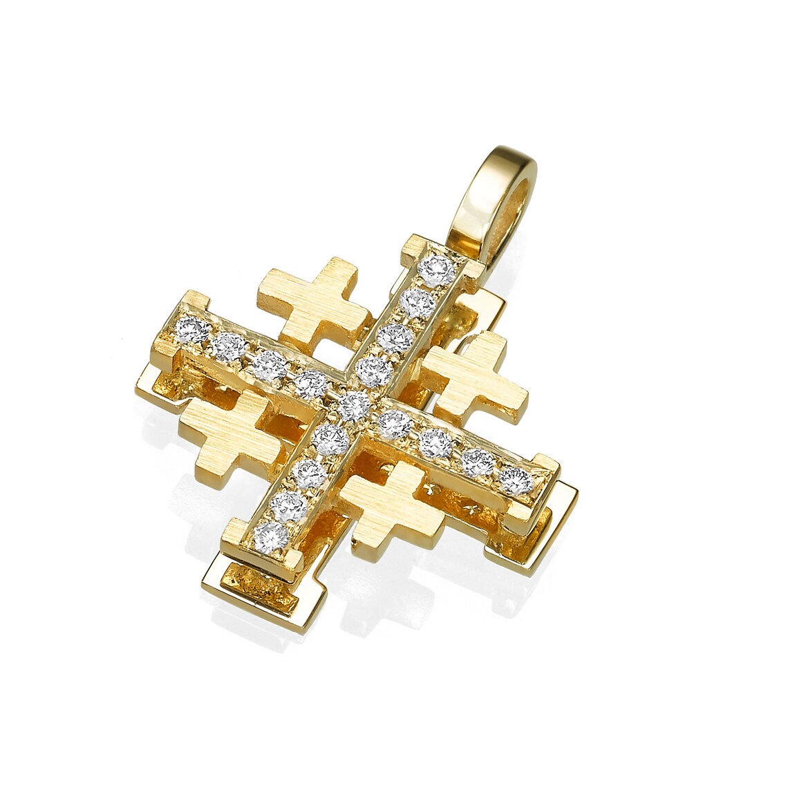 18K Gold Jerusalem Cross Pendant with Diamonds Etsy