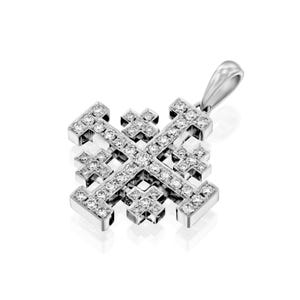Diamond Jerusalem Cross Necklace – 18K White Gold Handmade Pendant, Christian Jewelry Gift from Israel