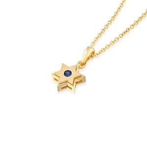 Jewish Jewelry: Handcrafted 18K Gold Sapphire Star of David Necklace