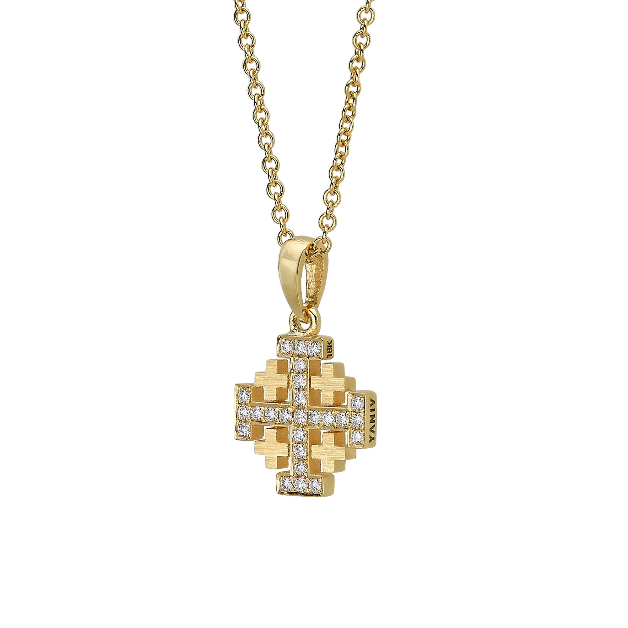 Jerusalem Cross Pendant in 18k White Gold. | Etsy