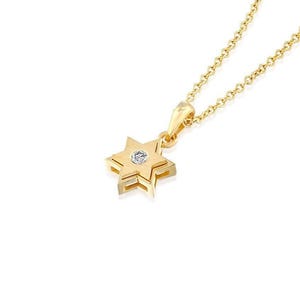 Gold Star of David Necklace – Diamond Jewish Pendant, Handmade Judaica Gift for Him or Her