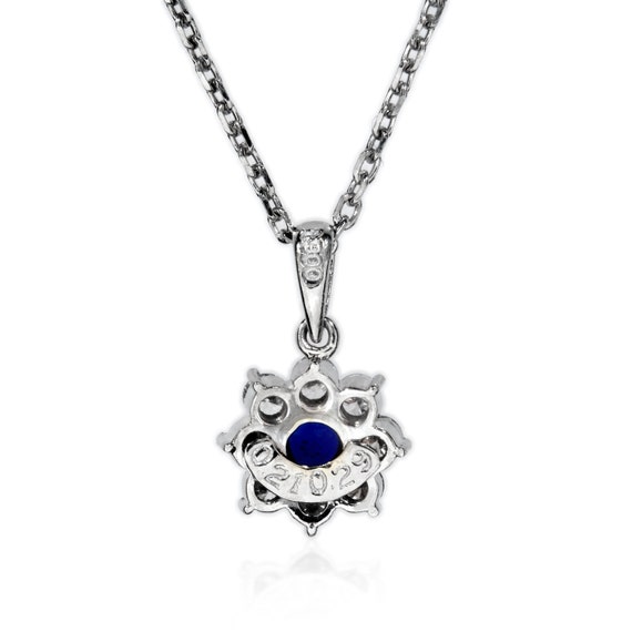 Vintage - 1920s Platinum Diamond and Sapphire Flo… - image 3