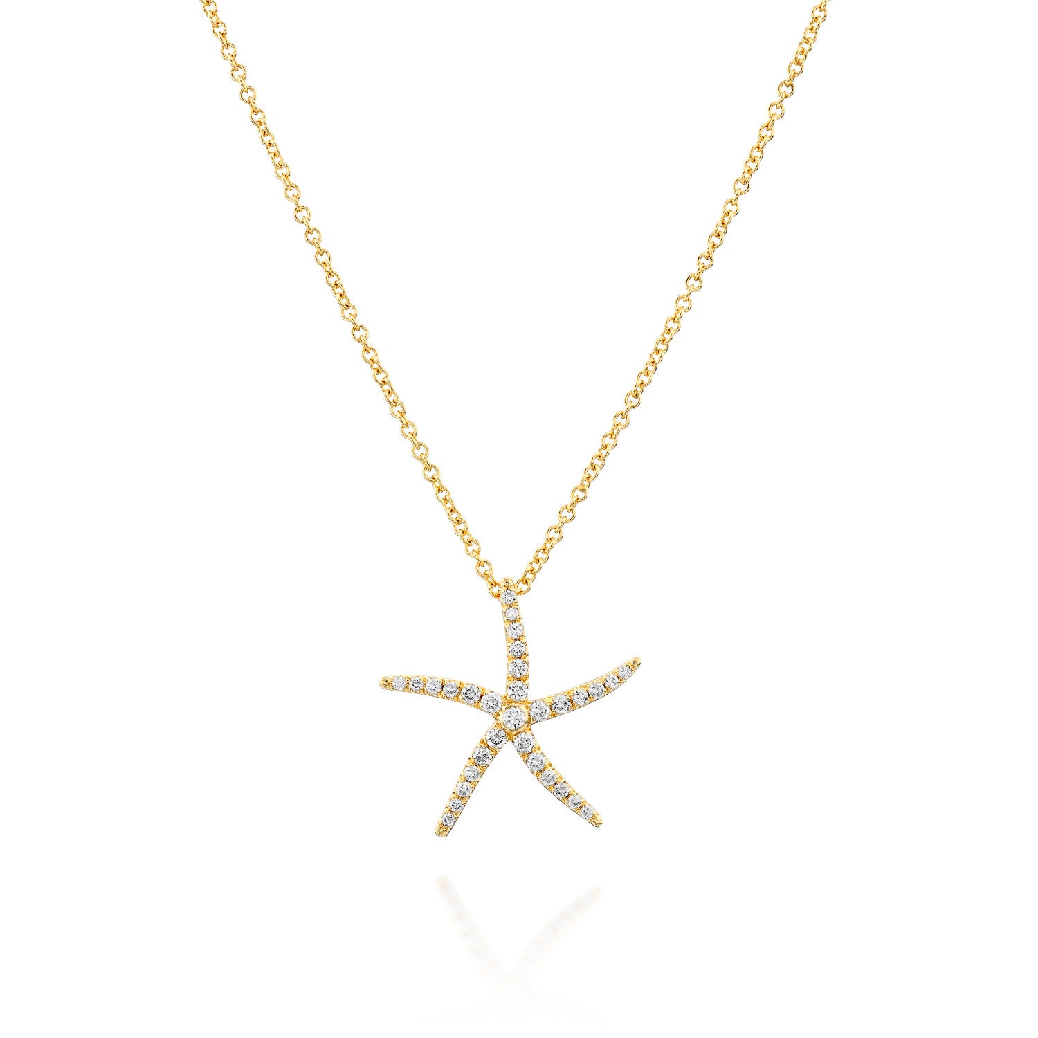 14k Tsavorite, Blue Sapphire & Diamond Starfish Necklace