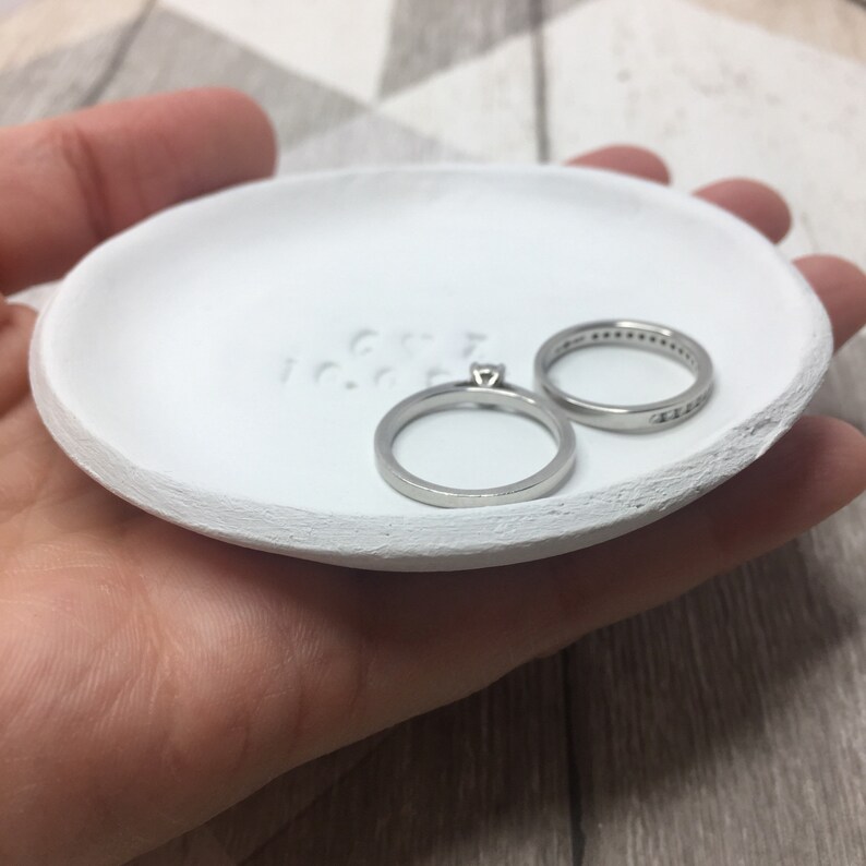 clay dish white ring dish personalised trinket dish. jewellery dish Personalised ring dish ring holder wedding gift trinket dish