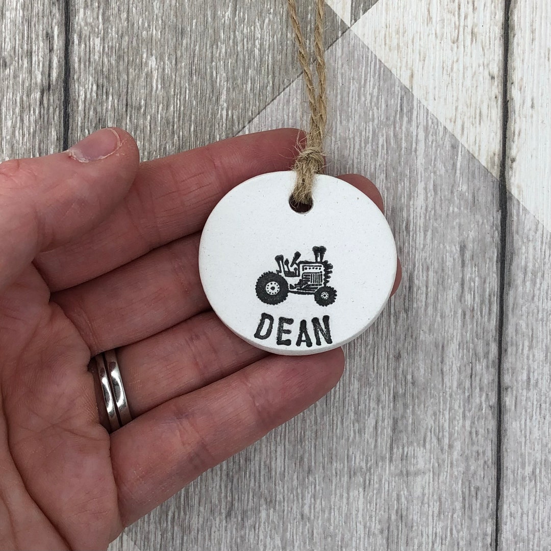 Gift for Farmer, Tractor Gift, Clay Gift Tags, Personalised Gift