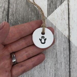 Kerstcadeau tags, klei tags, kerst servet ringen, kerstversiering, boom decoratie, pinguïn, kersttafel decor, eco-vriendelijk.