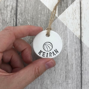 Basketball gift, birthday gift tags, basketball party, clay tags, party favours, personalised gift tags, gift tags, gift for son, teenager.