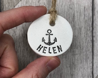 Anchor gift tag, birthday gift tag, clay gift tags, anchor ornament, napkin rings, personalised gift tags, nautical gift, gift tags, anchor.