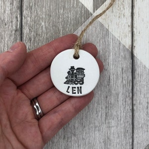 Gift for train driver, train gift, train, steam train, clay gift tags, personalised gift, train ornament, train decoration, model trains.