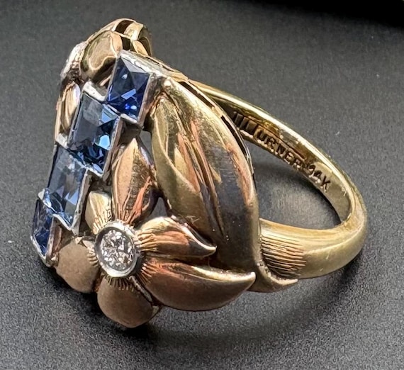 Retro Moderne 14K Yellow and Rose Gold, Sapphire … - image 6