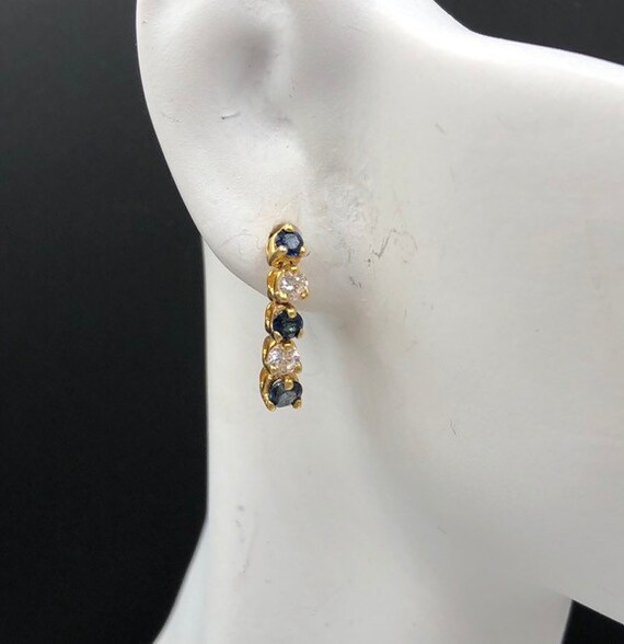 18K Sapphire Diamond Dangle Earrings, September Bi