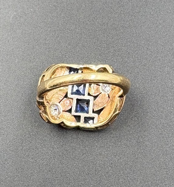 Retro Moderne 14K Yellow and Rose Gold, Sapphire … - image 5