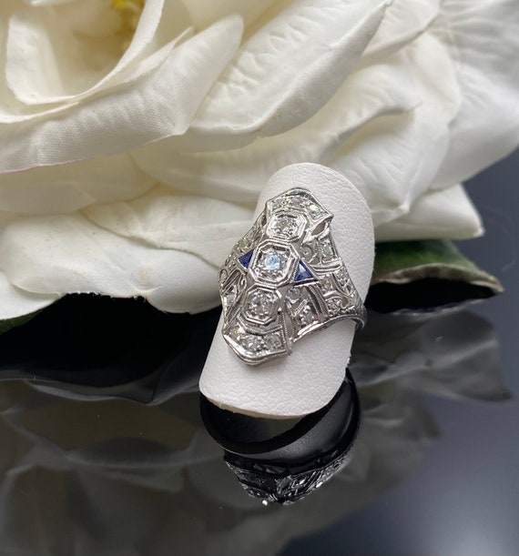 Art Deco Platinum Filigree Old European Diamond Sa