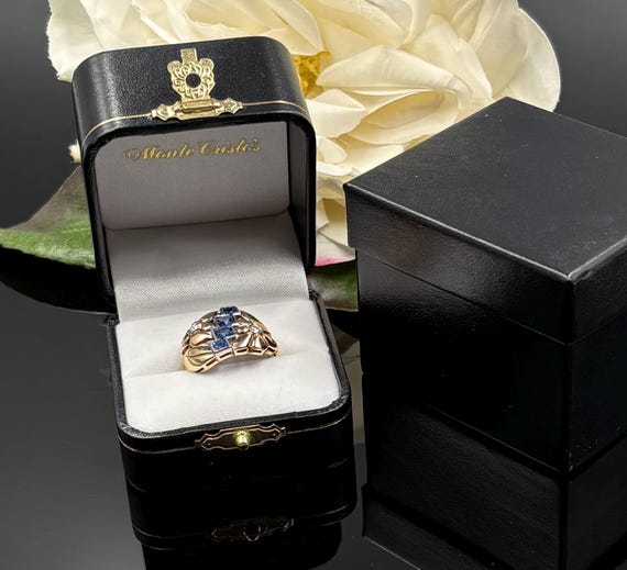 Retro Moderne 14K Yellow and Rose Gold, Sapphire … - image 7