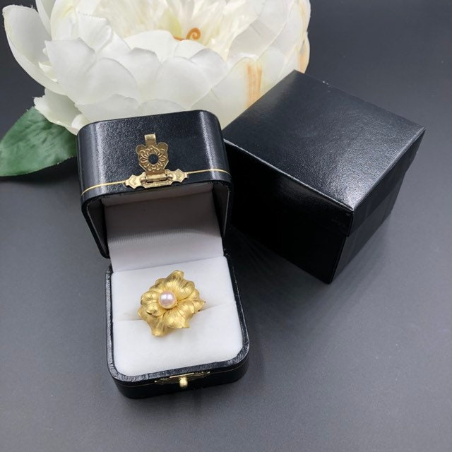18K Pearl Ring Annamaria Cammilli Gold Flower Ring Italian - Etsy
