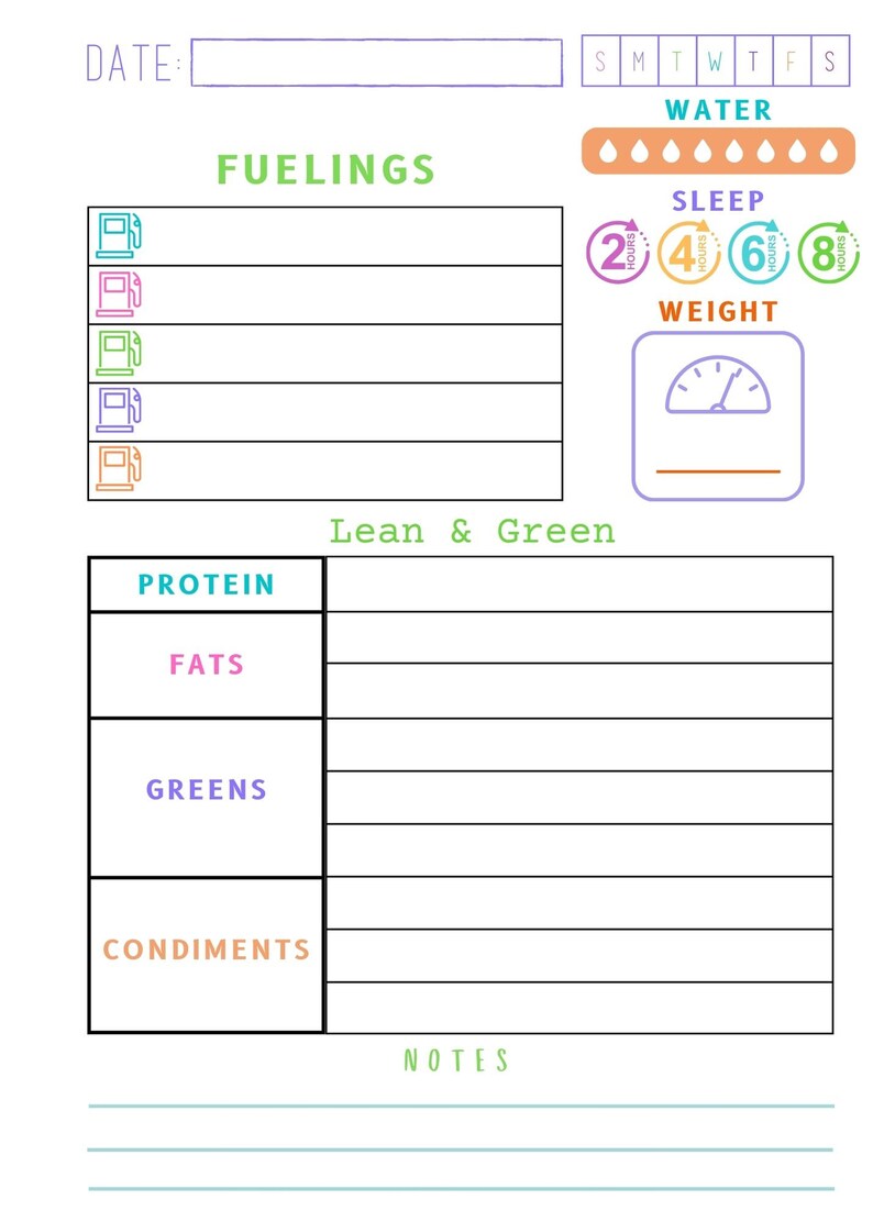 5 & 1 Optavia Tracker / Fueling Tracker / FREE Weight Loss Bar Etsy