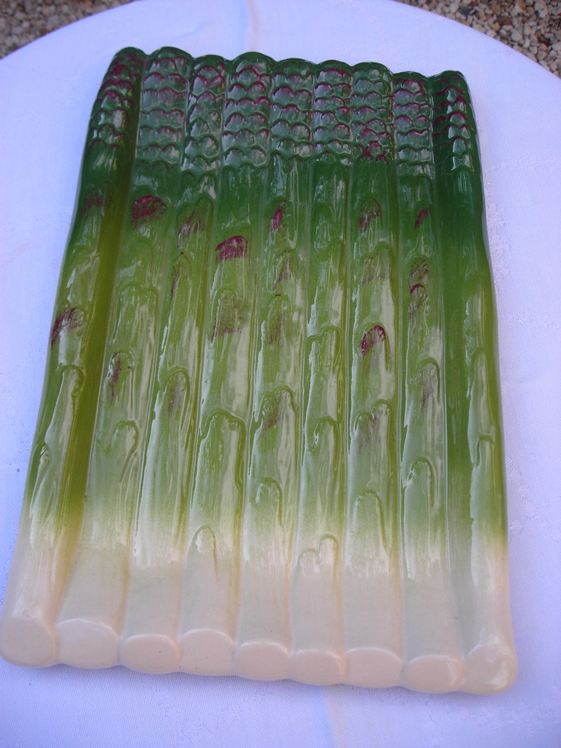 Vintage Barbotine Asparagus Set. Old Asparagus Dish and 4 Etsy