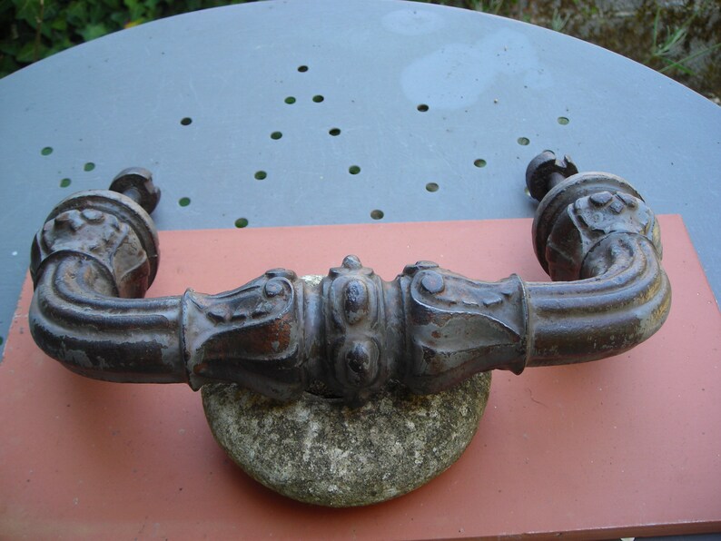 Huge Door Pull Vintage Cast Iron French Image 0