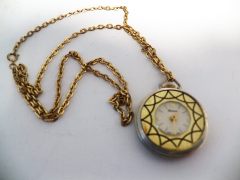 Pendant Wind up Necklace Watch Lucerne Swiss Made With Chain Etsy