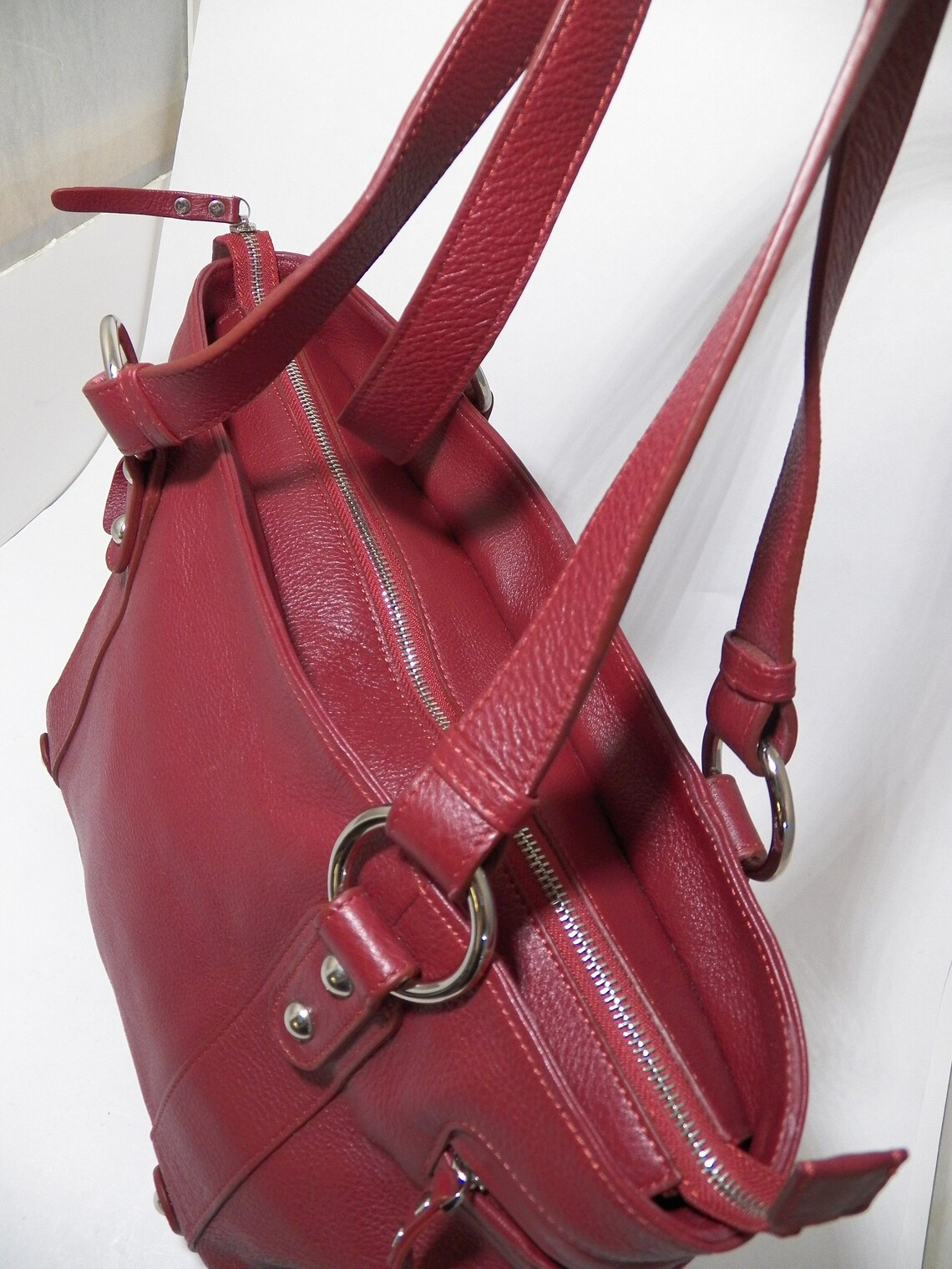 DAYTIMER Pebbled Leather Burgundy Red Tote Bag Purse Shoulder - Etsy