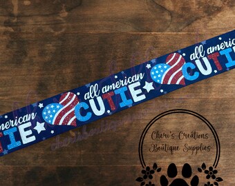 All American Cutie in Navy 7/8" Grosgrain Ribbon by the Yard