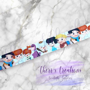 Cute Cartoon Rock People 7/8" Grosgrain Ribbon by the Yard