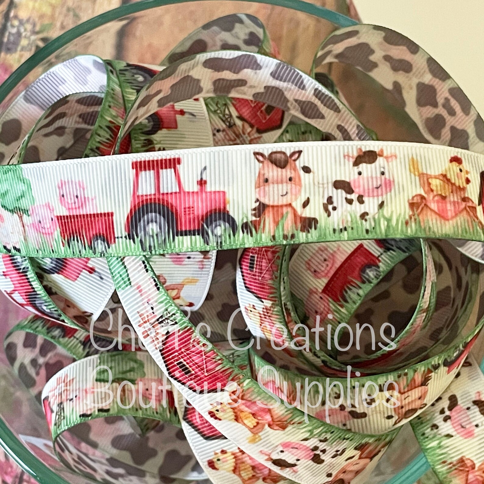 7/8 Farm Life Ribbon Farm Animals Ribbon Cute Farm Etsy