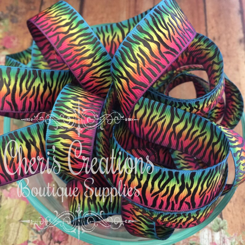 7/8 Tiger Ribbon Rainbow Tiger Ribbon Tiger Stripes | Etsy