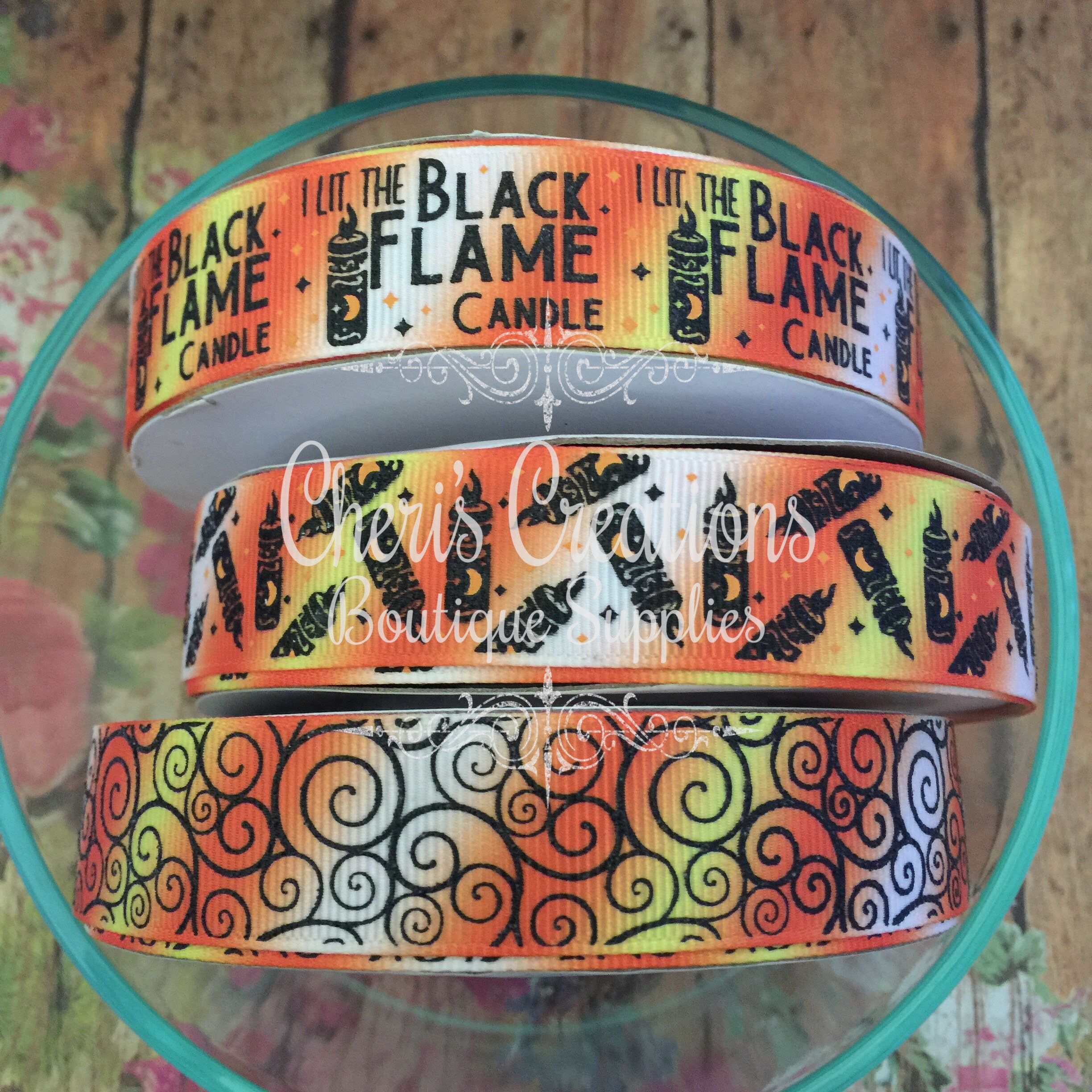 Inspired Ribbon Halloween Ribbon Black Candle Ribbon Etsy