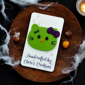 Spooky Frankenstein Kitty Polymer Clay Embellishment