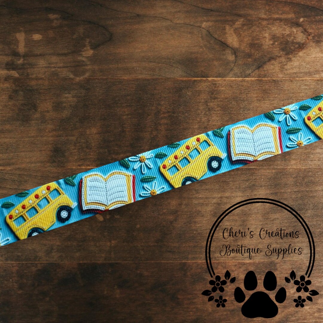 School Bus Books Ribbon 5/8