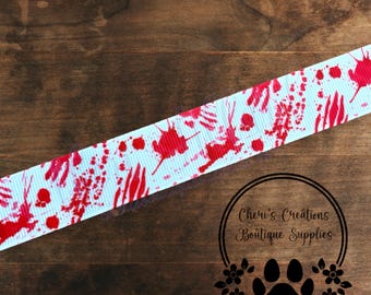 Blood Splatter Ribbon 7/8" Grosgrain Ribbon by the Yard