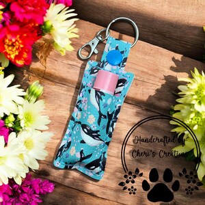 Elegant Orca Floral Chapstick Keychain